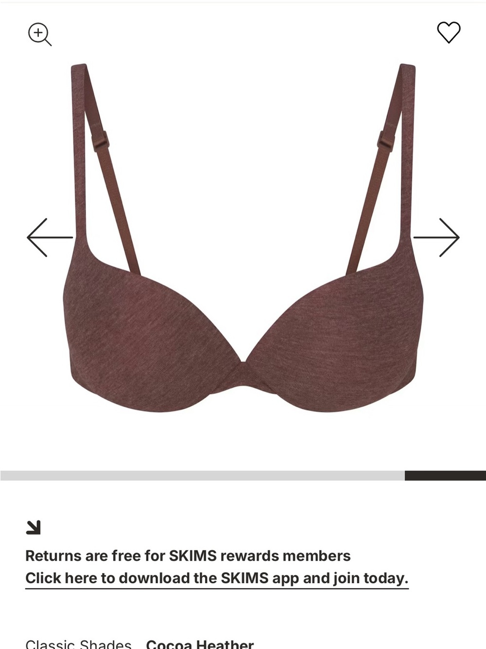 SKIMS Ultimate Teardrop Push Up Bra in Cocoa Heather color size 38DD